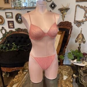 Vintage 1990s Calvin Klein Geo Metric Mesh Bikini Panties/bra Set New Size L/36B